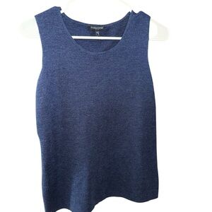 Eileen Fisher 100% Merino Wool Women’s Shoulderless Navy Top Petite Small